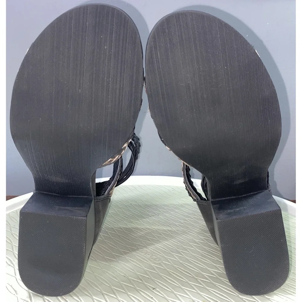 Maurices Women's Erin Strappy Dressy Gladiator Black/Gray Sandals Back-Zip 7 NEW